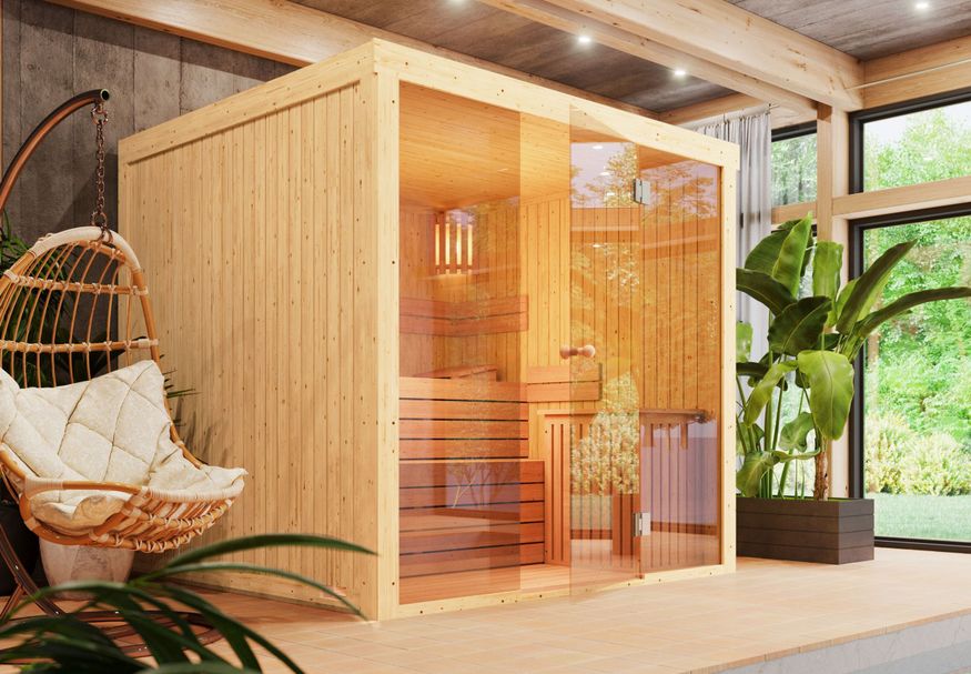 Azalp Lumen elementsauna 135x135 cm, vuren Foto van Azalp Lumen elementsauna 135x135 cm, vuren