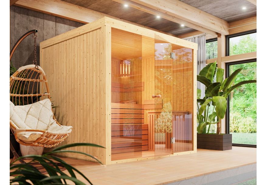 Azalp Lumen elementsauna 237x186 cm, vuren Foto van Azalp Lumen elementsauna 237x186 cm, vuren