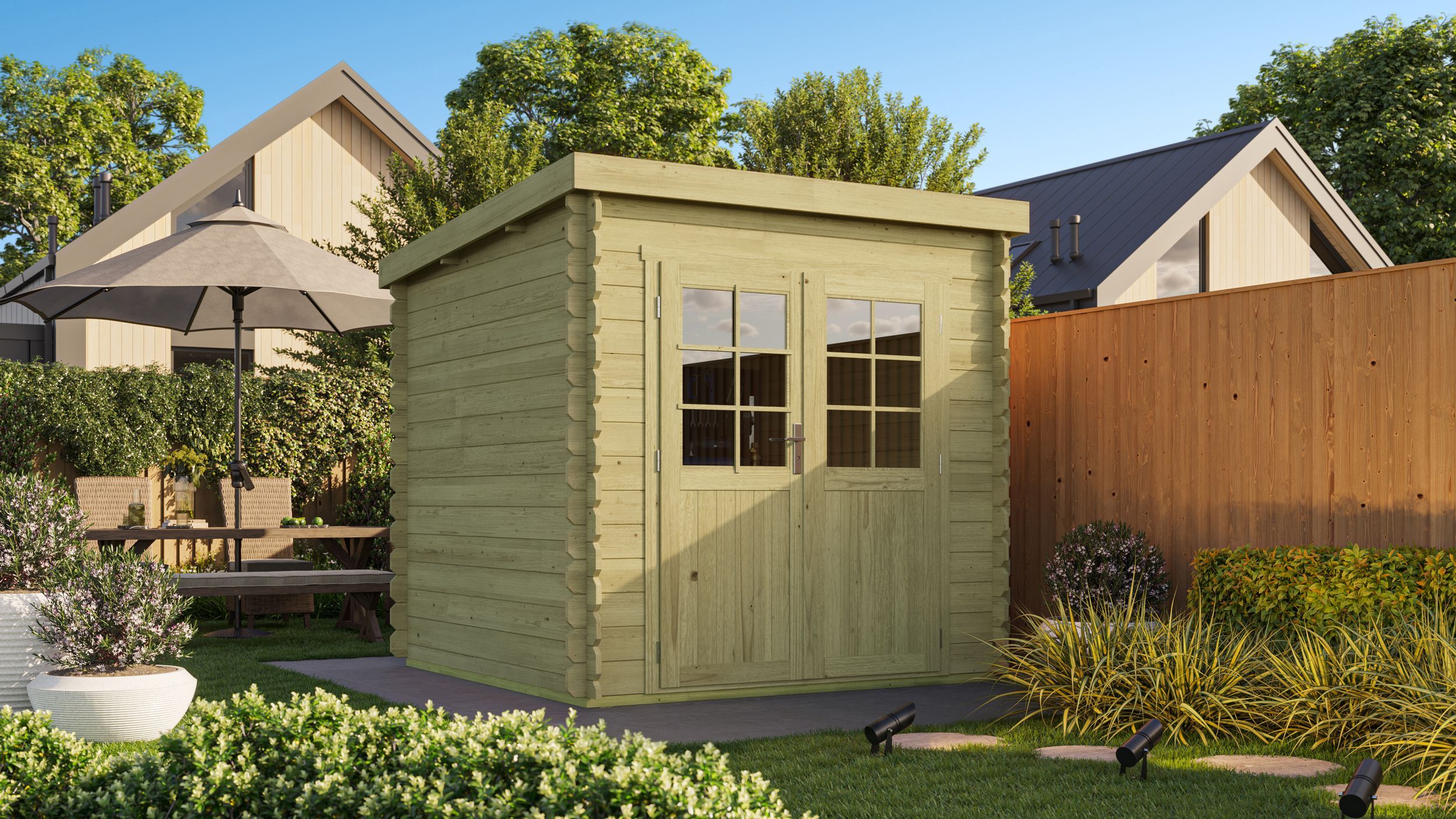 Foto van Debro houten tuinhuis Marseille- Hoge druk geïmpregneerd