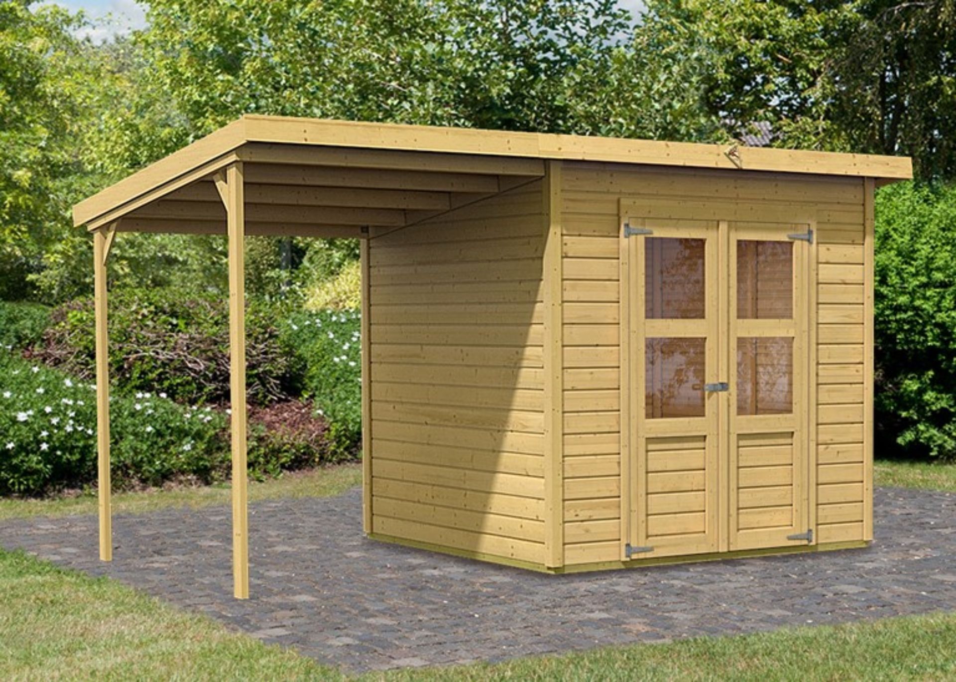 Foto van Karibu 68765 Merseburg 4 tuinhuis met overkapping