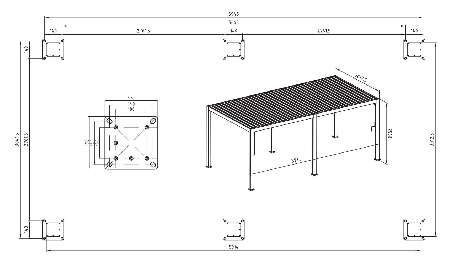 Foto van Sorara Mirador Deluxe 3x6 Aluminium Overkapping- Antraciet