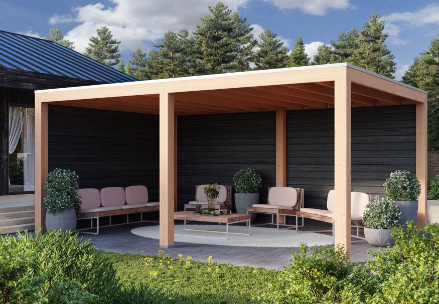 WoodAcademy overkapping Moonstone Essential nero 500x400 cm Foto van WoodAcademy overkapping Moonstone Essential nero 500x400 cm