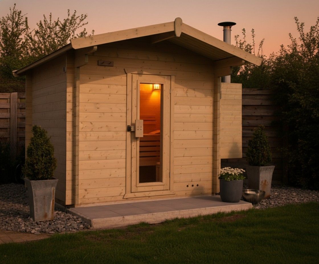 Foto van Azalp buitensauna Nauttia 210x180 cm