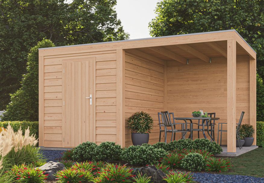 WoodAcademy Gartenhaus mit Terrasse Nefriet Essential 500x300 cm Foto von WoodAcademy Gartenhaus mit Terrasse Nefriet Essential 500x300 cm
