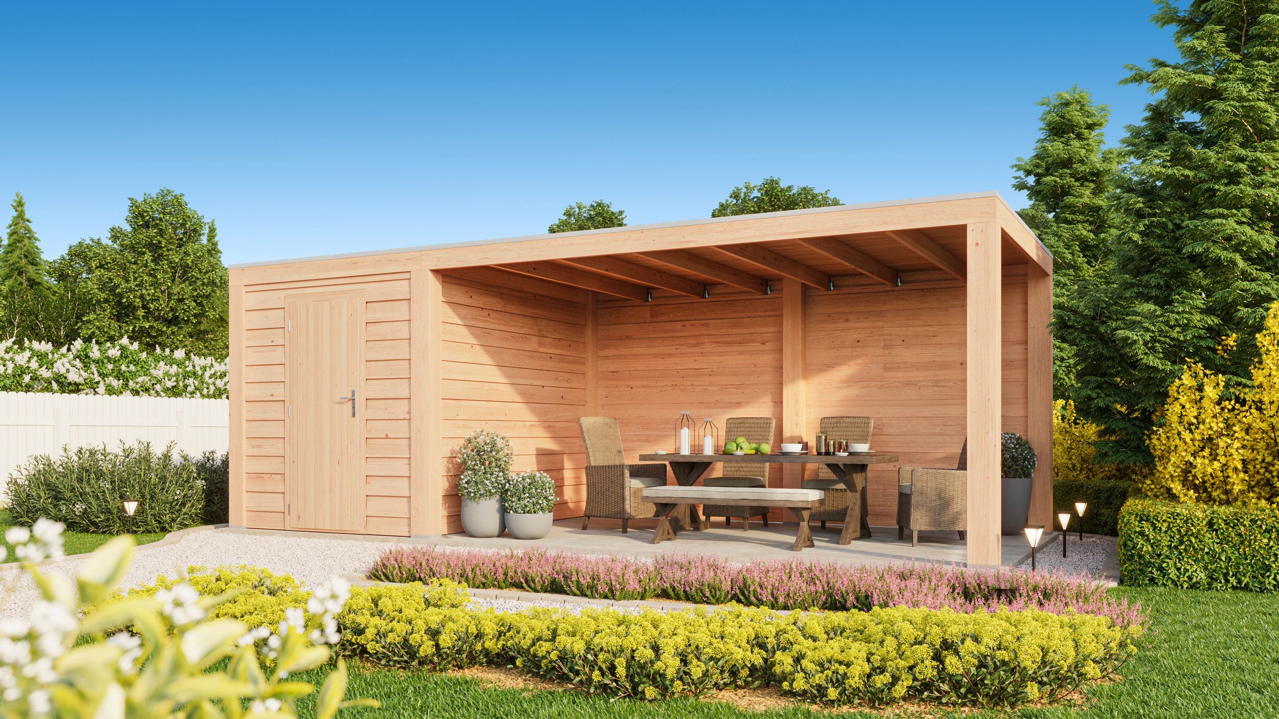 Foto der WoodAcademy Gartenhaus mit Terrasse Nefriet Excellent