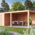 Foto van WoodAcademy tuinhuis met overkapping Nefriet Excellent 780x300 cm