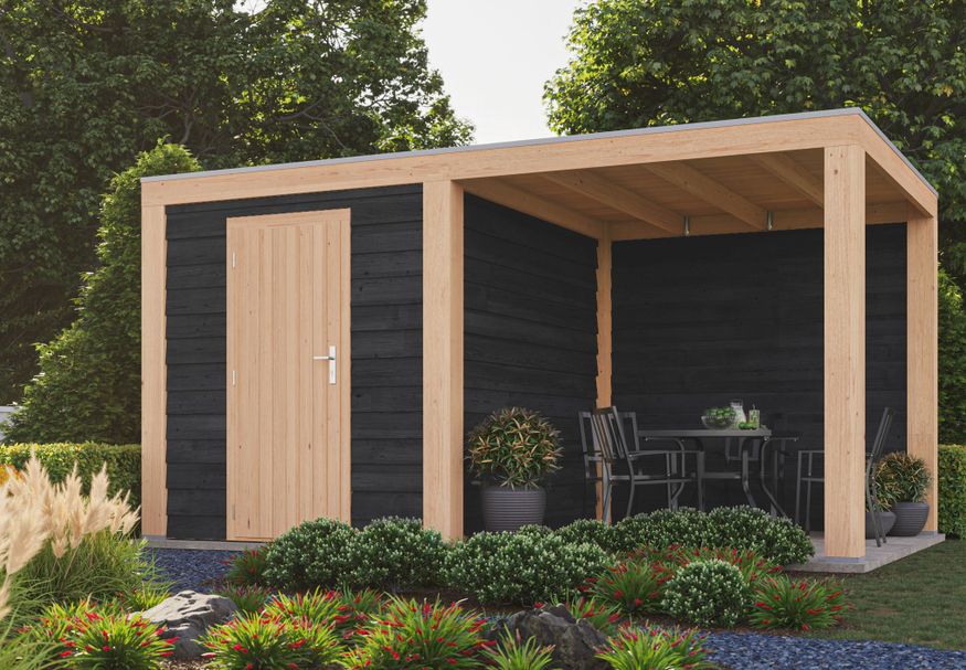 WoodAcademy Gartenhaus mit Überdachung Nefriet Excellent nero 500x400 cm Foto von WoodAcademy Gartenhaus mit Überdachung Nefriet Excellent nero 500x400 cm