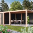 Foto van WoodAcademy tuinhuis met overkapping Nefriet Excellent nero 780x400 cm
