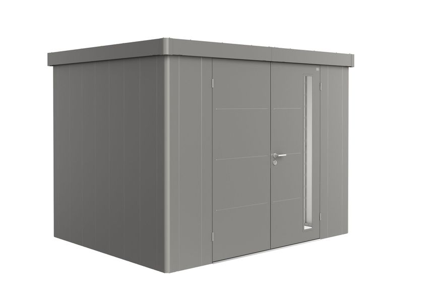Biohort Neo 2C metalen tuinhuis kwartsgrijs-metallic dubbele deur Foto van Biohort Neo 2C metalen tuinhuis kwartsgrijs-metallic dubbele deur