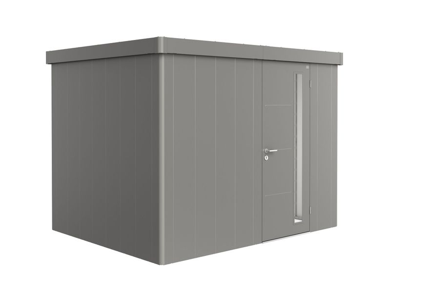 Biohort Neo 2C metalen tuinhuis kwartsgrijs-metallic enkele deur Foto van Biohort Neo 2C metalen tuinhuis kwartsgrijs-metallic enkele deur