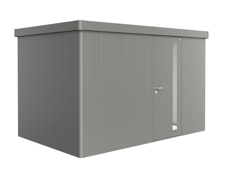 Biohort Neo 2D metalen tuinhuis kwartsgrijs-metallic enkele deur Foto van Biohort Neo 2D metalen tuinhuis kwartsgrijs-metallic enkele deur