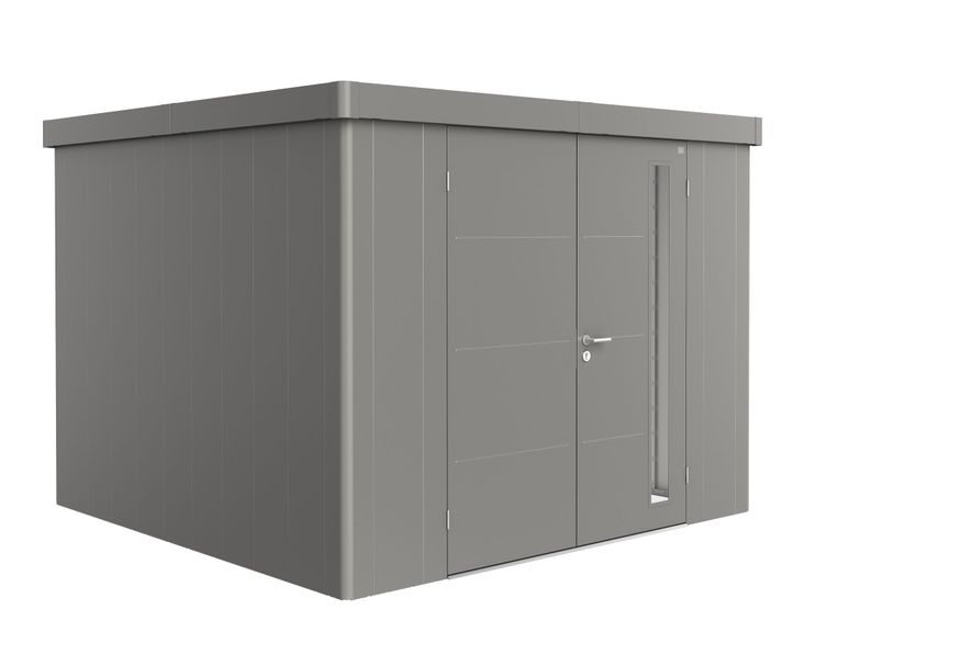 Biohort Neo 3C metalen tuinhuis kwartsgrijs-metallic dubbele deur Foto van Biohort Neo 3C metalen tuinhuis kwartsgrijs-metallic dubbele deur
