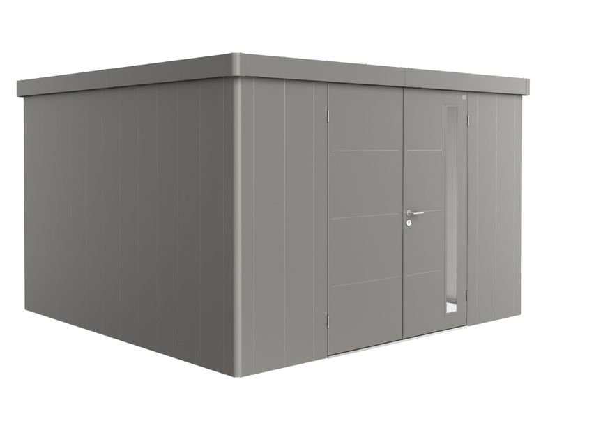 Biohort Neo 4D metalen tuinhuis kwartsgrijs-metallic dubbele deur Foto van Biohort Neo 4D metalen tuinhuis kwartsgrijs-metallic dubbele deur