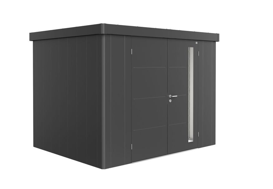Biohort Neo 2C metalen tuinhuis donkergrijs-metallic dubbele deur Foto van Biohort Neo 2C metalen tuinhuis donkergrijs-metallic dubbele deur