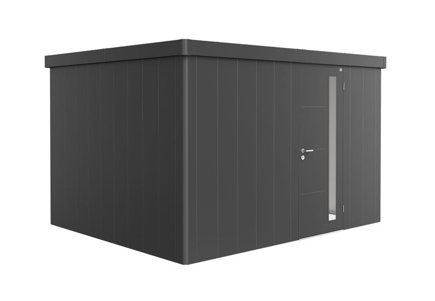 Biohort Neo 3D metalen tuinhuis donkergrijs-metallic enkele deur Foto van Biohort Neo 3D metalen tuinhuis donkergrijs-metallic enkele deur