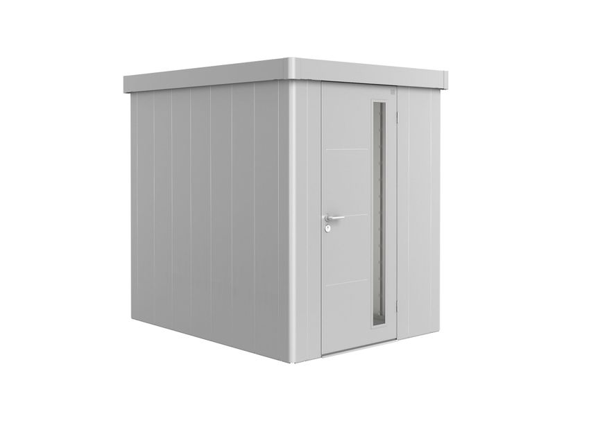Biohort Neo 2A metalen tuinhuis zilver metallic enkele deur Foto van Biohort Neo 2A metalen tuinhuis zilver metallic enkele deur