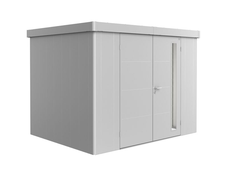 Biohort Neo 2C metalen tuinhuis zilver-metallic dubbele deur Foto van Biohort Neo 2C metalen tuinhuis zilver-metallic dubbele deur