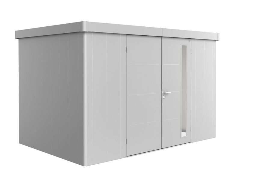 Biohort Neo 2D metalen tuinhuis zilver-metallic dubbele deur Foto van Biohort Neo 2D metalen tuinhuis zilver-metallic dubbele deur