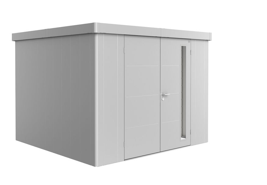 Biohort Neo 3C metalen tuinhuis zilver-metallic dubbele deur Foto van Biohort Neo 3C metalen tuinhuis zilver-metallic dubbele deur
