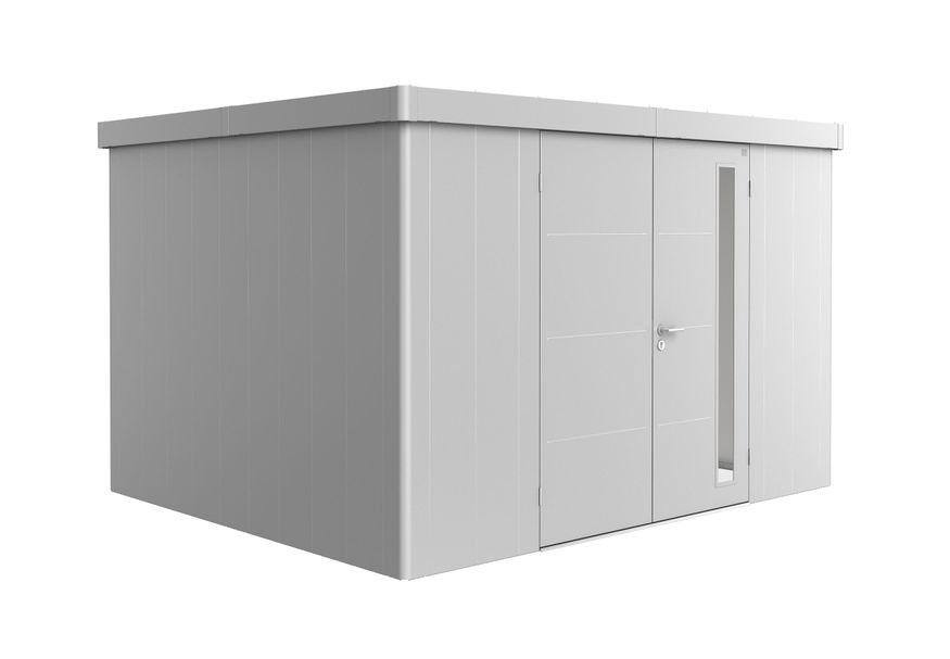 Biohort Neo 3D metalen tuinhuis zilver-metallic dubbele deur Foto van Biohort Neo 3D metalen tuinhuis zilver-metallic dubbele deur