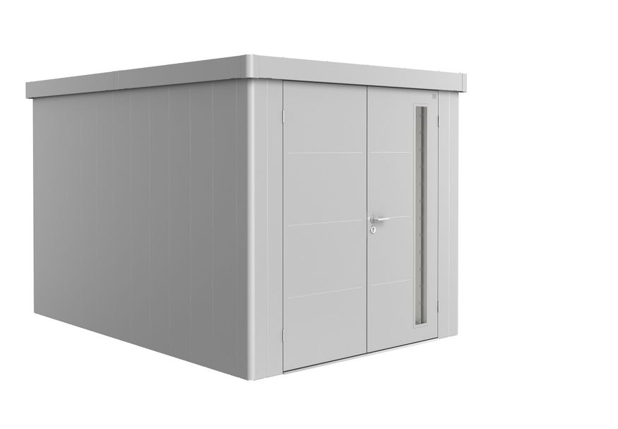 Biohort Neo 4B metalen tuinhuis zilver-metallic dubbele deur Foto van Biohort Neo 4B metalen tuinhuis zilver-metallic dubbele deur
