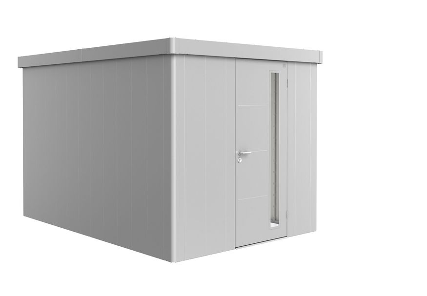Biohort Neo 4B metalen tuinhuis zilver-metallic enkele deur Foto van Biohort Neo 4B metalen tuinhuis zilver-metallic enkele deur