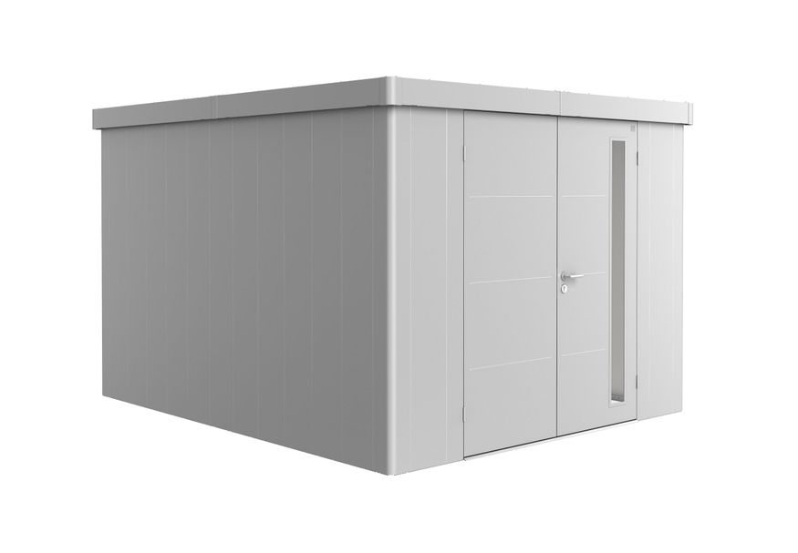Biohort Neo 4C metalen tuinhuis zilver-metallic dubbele deur Foto van Biohort Neo 4C metalen tuinhuis zilver-metallic dubbele deur