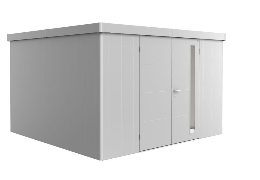 Biohort Neo 4D metalen tuinhuis zilver-metallic dubbele deur Foto van Biohort Neo 4D metalen tuinhuis zilver-metallic dubbele deur