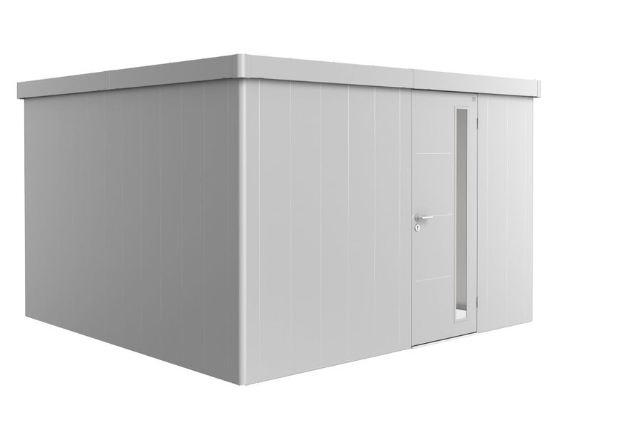 Foto van Biohort Neo 4D metalen tuinhuis zilver-metallic enkele deur