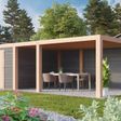 Foto van WoodAcademy tuinhuis met overkapping Nefriet Excellent grigio 780x300 cm
