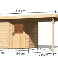Foto der Karibu 77769 Neuruppin 2 Gartenhaus mit Seitenmarkise