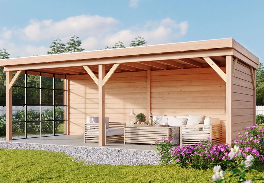 WoodAcademy Nortfolk Douglasie Terrassenüberdachung 500x400 cm Foto von WoodAcademy Nortfolk Douglasie Terrassenüberdachung 500x400 cm