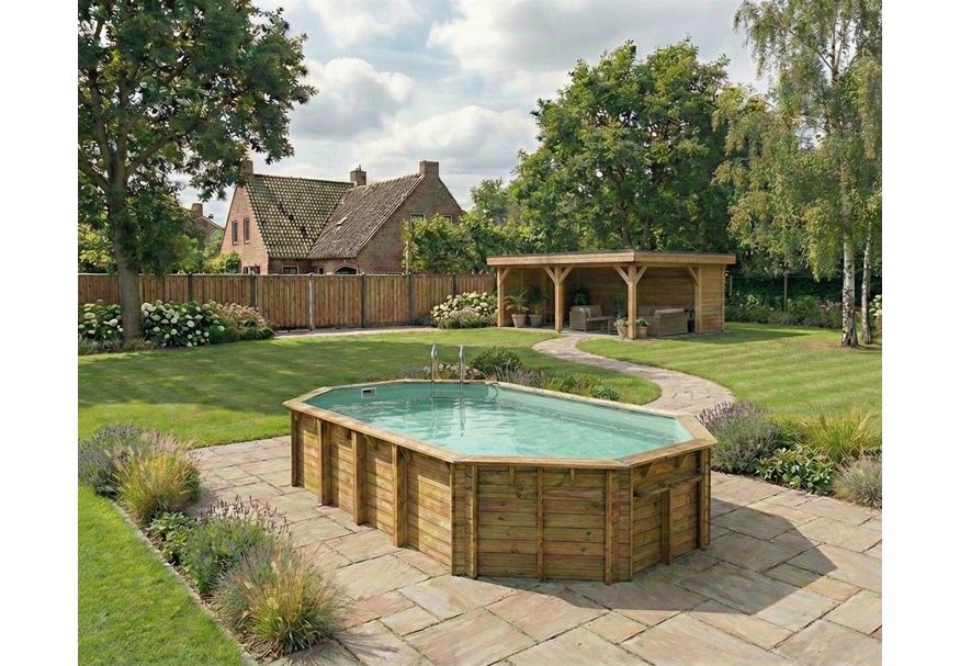 Foto von Ubbink Océa 860 x 470 x 130 cm mit beiger Innenfolie und Zubehör