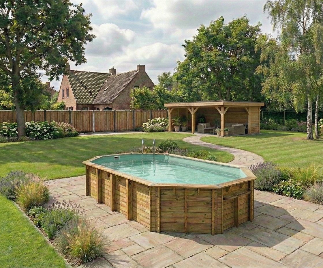 Foto van Ubbink Océa 860 x 470 x 130 cm houten zwembad