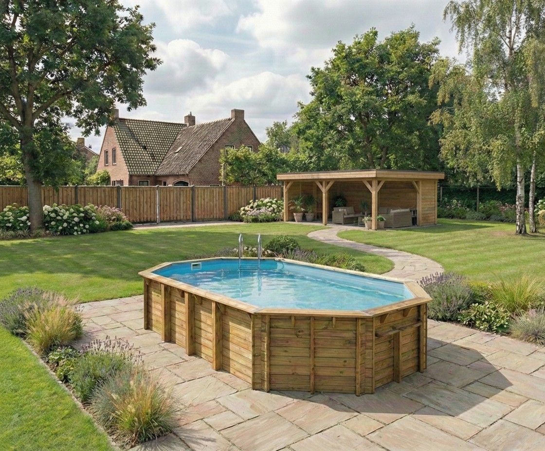 Foto van Ubbink Océa 860 x 470 x 130 cm houten zwembad