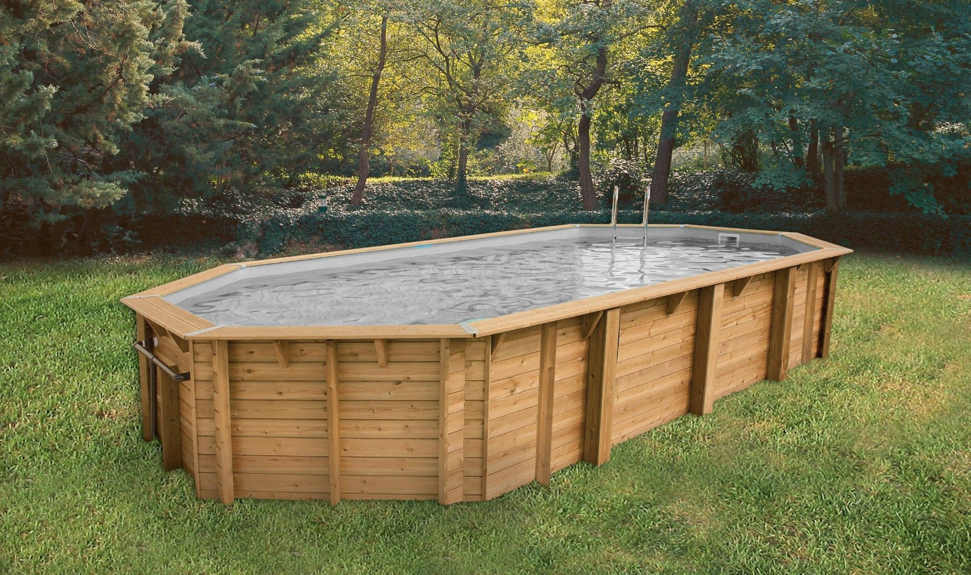 Foto van Ubbink Océa 860 x 470 x 130 cm houten zwembad