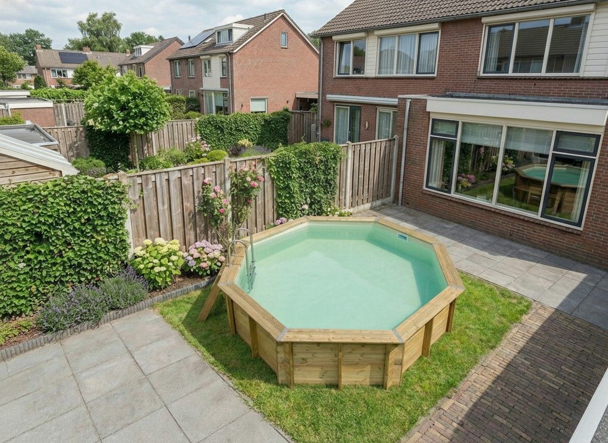 Foto van Ubbink Océa 580 x 130 cm houten zwembad