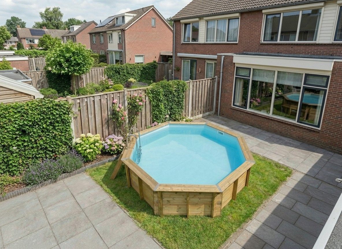 Foto van Ubbink Océa 580 x 130 cm houten zwembad