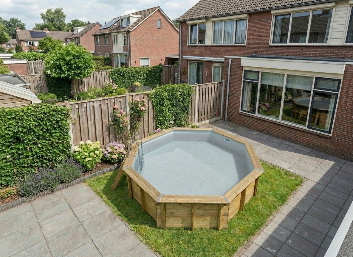 Foto van Ubbink Océa 580 x 130 cm houten zwembad