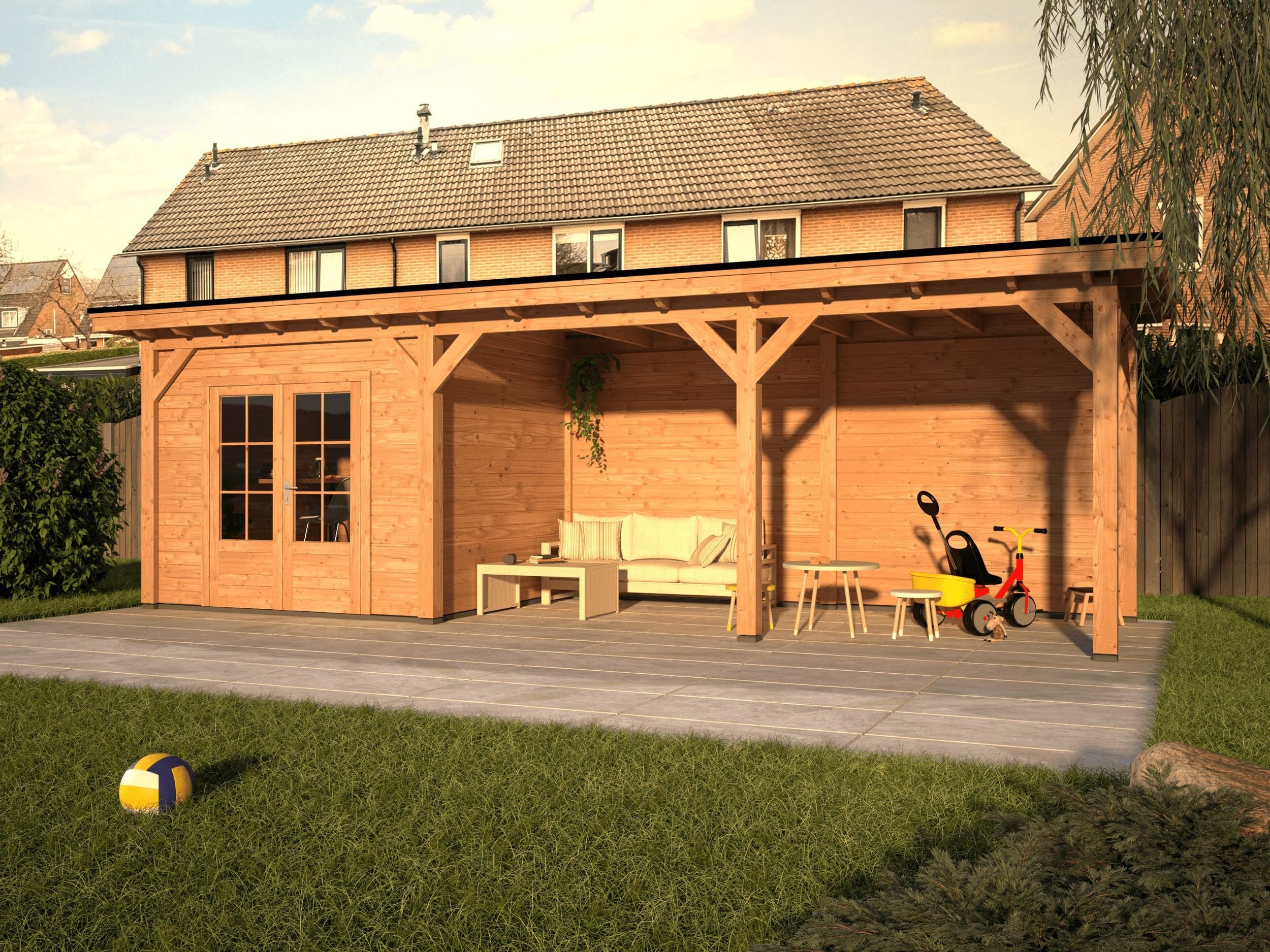 Foto der Duxwood Douglasien Gartenhaus mit Terrasse Sion