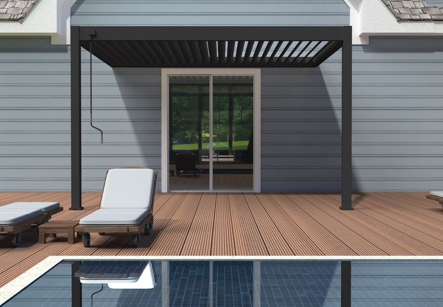 Porchenzo Paros Wall aluminium veranda 3x4 - antraciet Foto van Porchenzo Paros Wall aluminium veranda 3x4 - antraciet