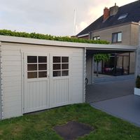 Foto der Debro Blockhütte mit Überdachung Orleans