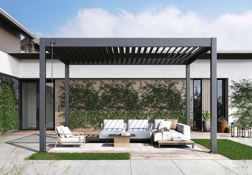 Porchenzo Paros aluminium pergola 3x4 - Anthrazit Foto von Porchenzo Paros aluminium pergola 3x4 - Anthrazit