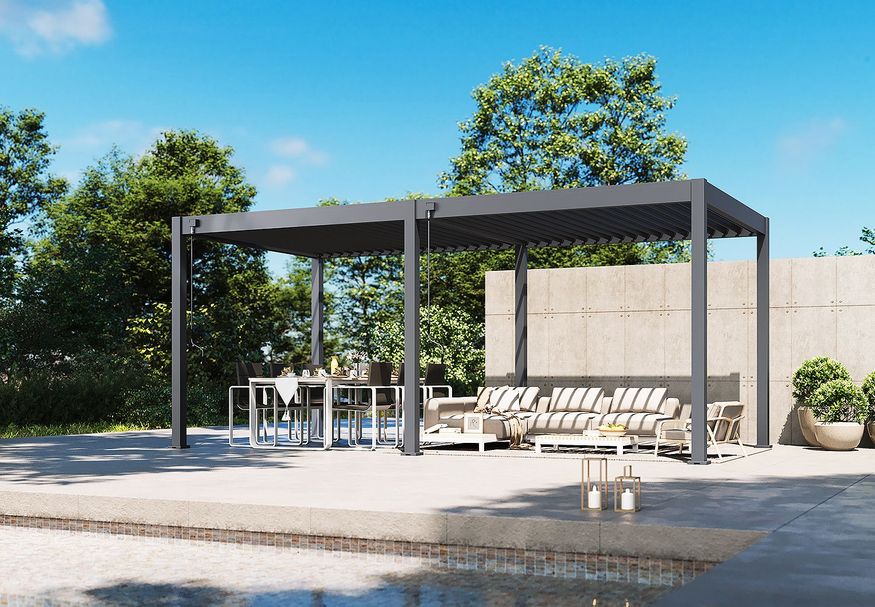 Porchenzo Paros aluminium pergola 3x6 - Anthrazit Foto von Porchenzo Paros aluminium pergola 3x6 - Anthrazit