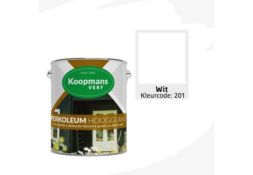 Foto von Koopmans Perkoleum Hochglanz Farbe, Weiß 201, 2,5L
