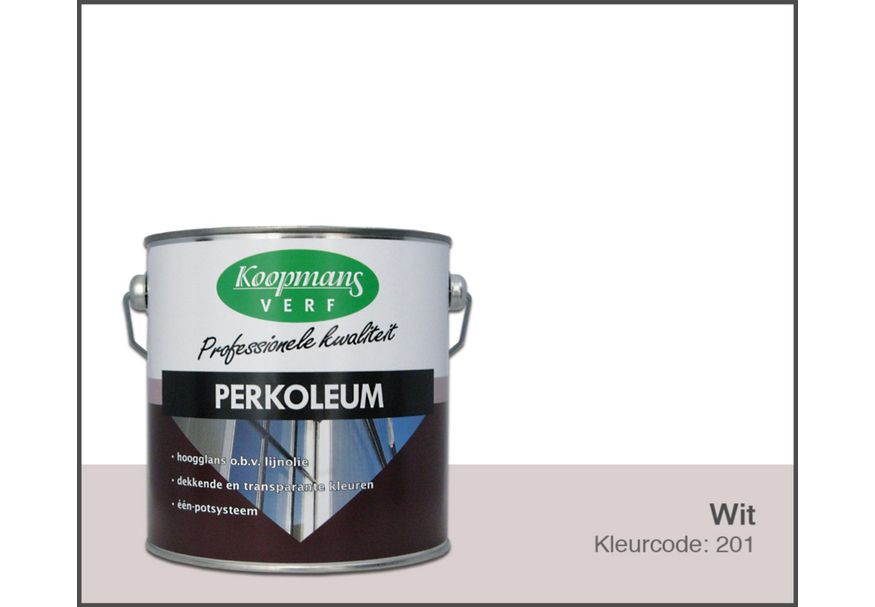 Koopmans Perkoleum, Weiß 201, 2,5L Seidenglanz Foto von Koopmans Perkoleum, Weiß 201, 2,5L Seidenglanz