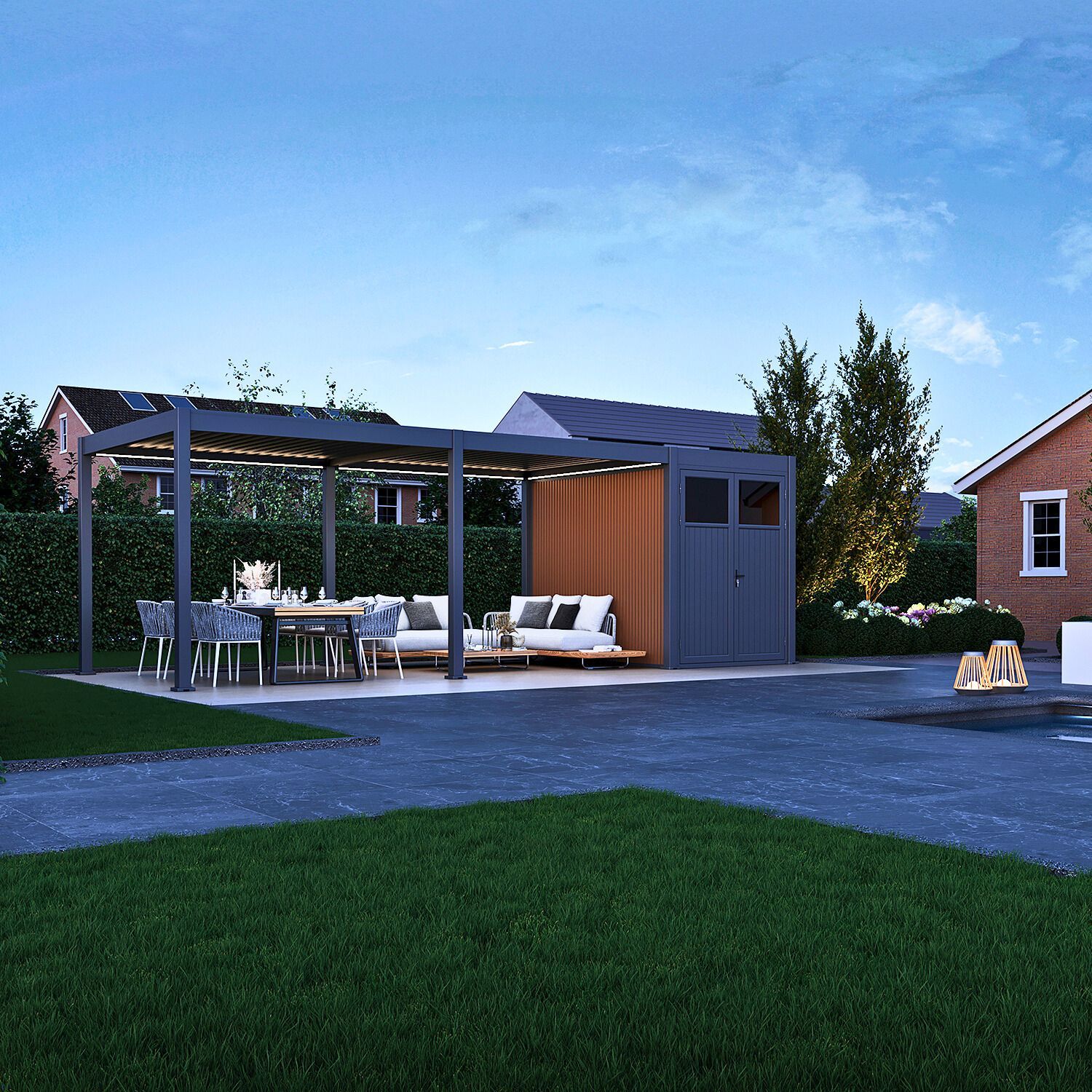 Foto der Porchenzo E-Paros mit Schuppen - Teak