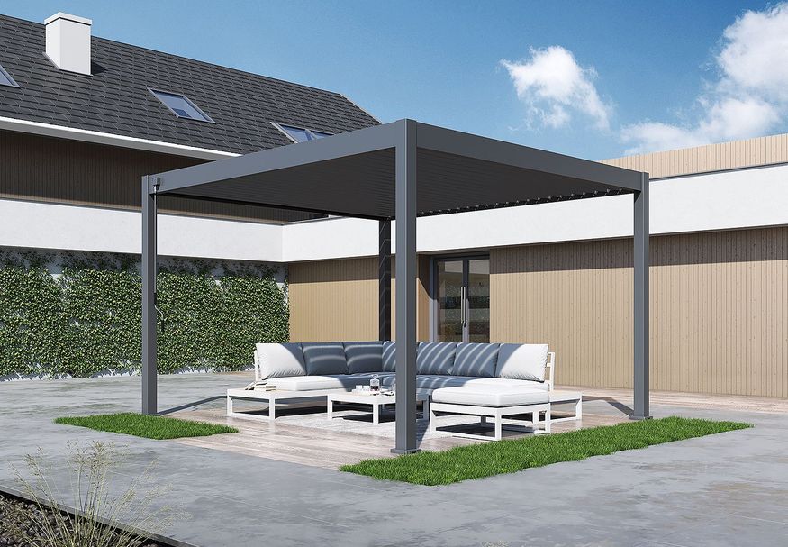 Porchenzo Paros Max aluminium Pergola 4x3.6 - Anthrazit Foto von Porchenzo Paros Max aluminium Pergola 4x3.6 - Anthrazit