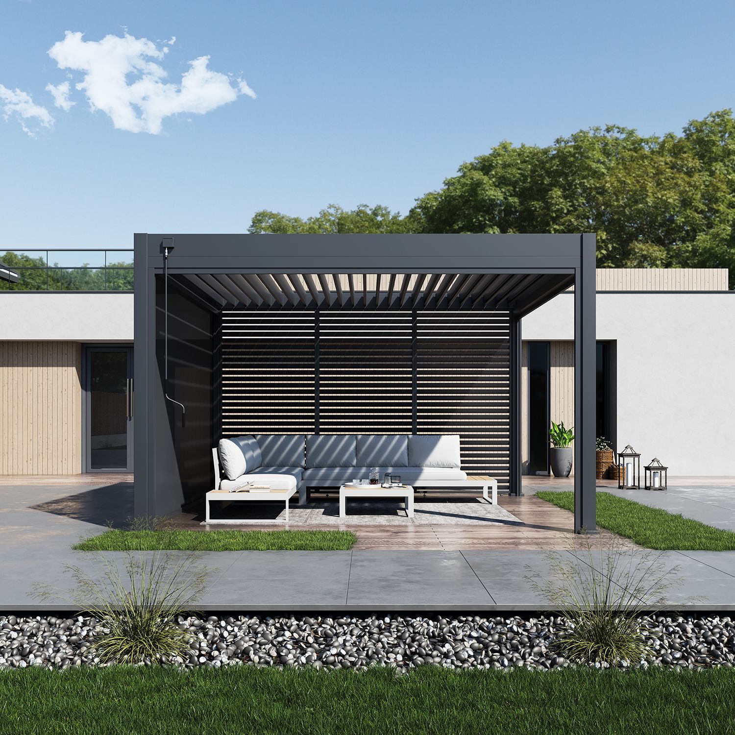 Foto van Porchenzo Paros Max aluminium overkapping 4x3.6 - antraciet