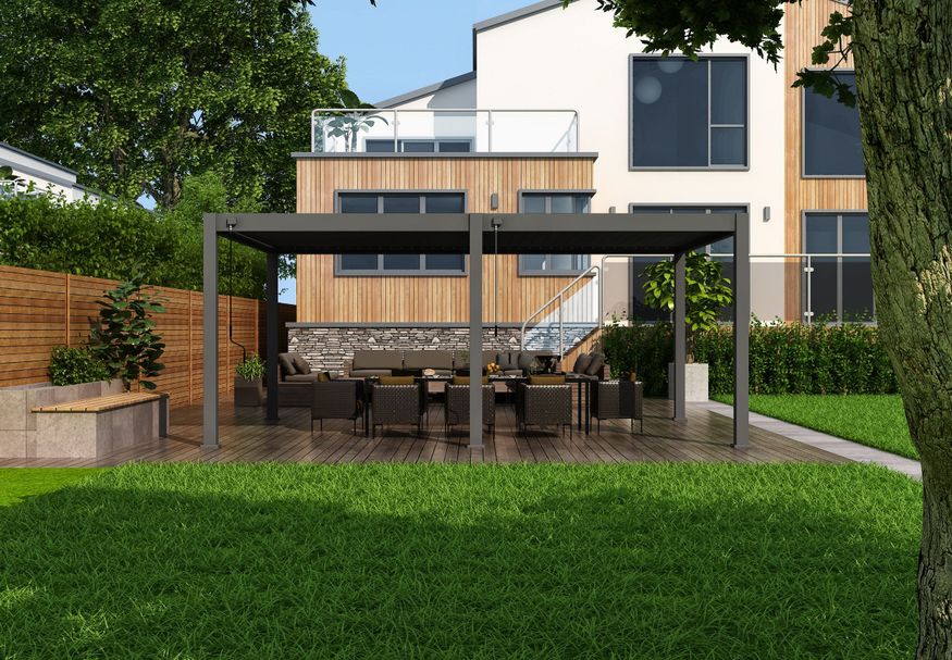 Porchenzo Paros Max aluminium Pergola 5.3x3.6 - Anthrazit Foto von Porchenzo Paros Max aluminium Pergola 5.3x3.6 - Anthrazit